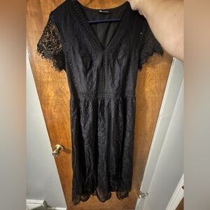 Large black lace maxi dress